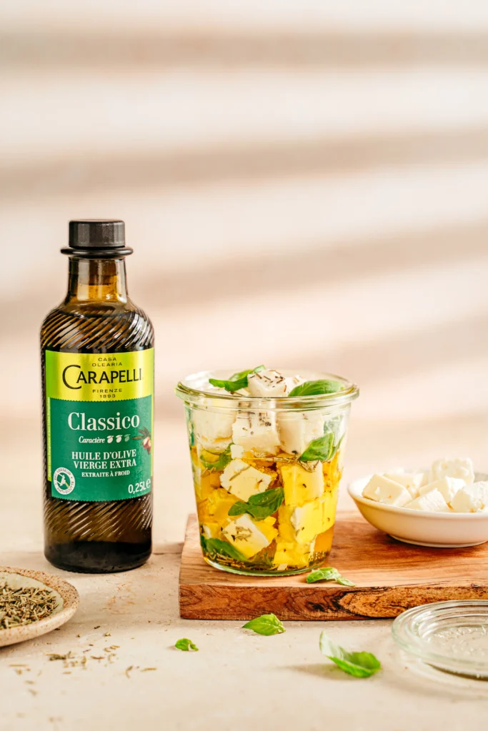 Feta marinade huile d'olive carapelli - Alexandra Hanger Photographie - Mise en scène- création de recette